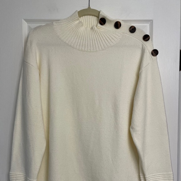 Anthropologie Cream Mockneck Tunic Sweater - Picture 1 of 10